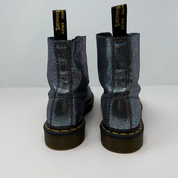 Dr Martens Boots Women's 7 Gray Metallic Iridescent Pascal AW004 SK06S - Picture 7 of 14